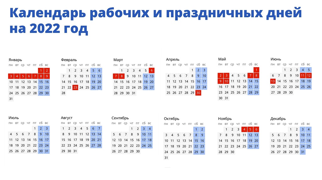 В России определили праздничные дни на 2022 год